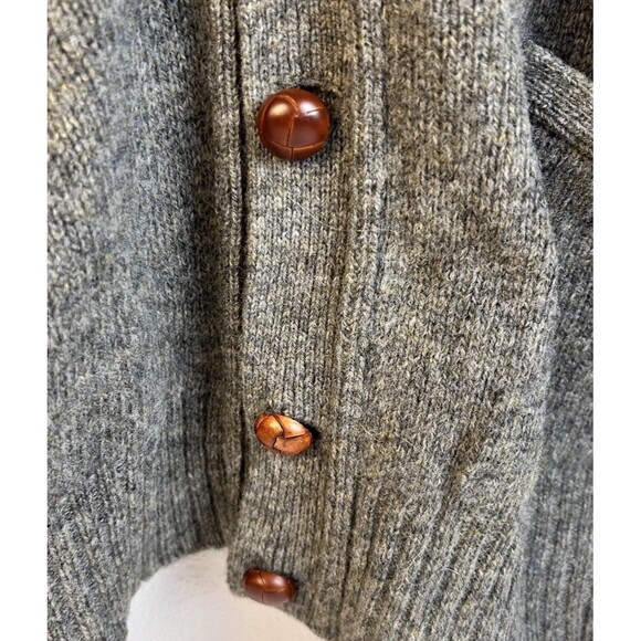 Vtg 90’s Polo Ralph Lauren Cardigan 100% Lambswool Mens Size L Gray Lthr Buttons - Picture 4 of 9